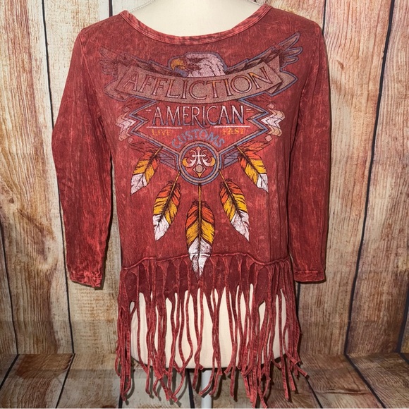 Affliction Tops - Women’s Affliction Fringe top size Small
